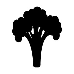 A Simple Black Silhouette of a Head of Broccoli Vegetable