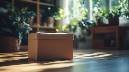 Fototapeta premium empty box in sunlit room