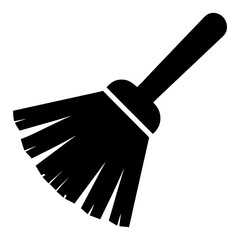Black and White Illustration of a Cleaning Broom for Sweeping Dust and Debris