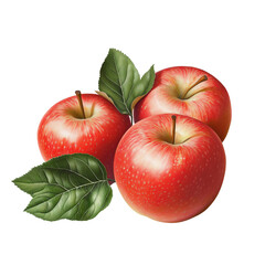 Fresh red apples with green leaves on display