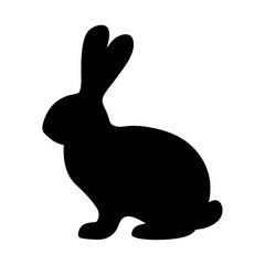 A Simple Black Silhouette of a Rabbit Sitting Down