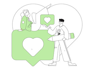 Happy Valentine's Day flat character vector concept business hand drawn illustration
