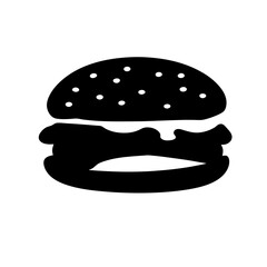 Delicious Juicy Burger Icon Simple Black Silhouette Illustration Graphic Design