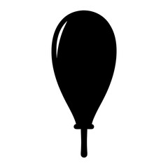 A Simple Black Silhouette of a Single Balloon Icon Graphic Image