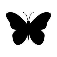 Simple Black Butterfly Silhouette Graphic Design Element Vector Illustration