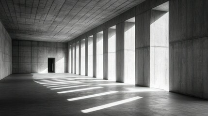 A Minimalist Interior Showcasing Geometric Lines and Dramatic Lighting