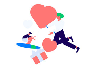 Happy Valentine's Day flat character vector concept business hand drawn illustration
