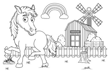 Coloring Horse Animal Cartoon