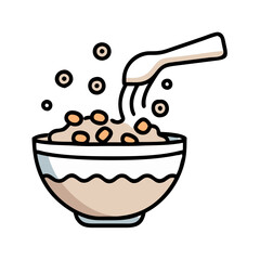  Nutritious Muesli with Milk in a Bowl