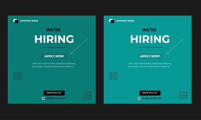 We are hiring job vacancy social media post or Social Media Square Banner design template, We are hiring job vacancy square web banner design vector.