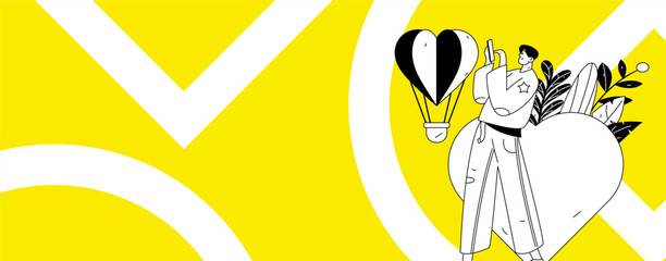 Happy Valentine's Day flat character vector concept business hand drawn illustration
