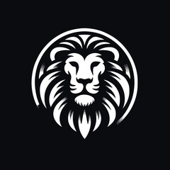 lion head logo vector, A Lion head logo in black and white