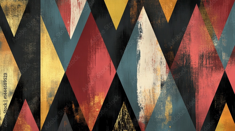Leinwandbilder abstract geometric pattern with textured triangles in muted colors.