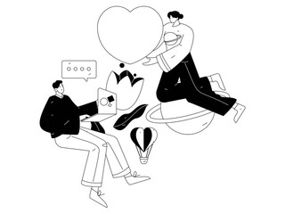 Happy Valentine's Day flat character vector concept business hand drawn illustration
