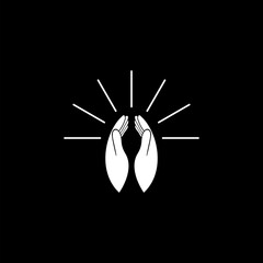 Praying hands icon isolated on black background