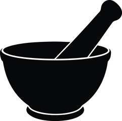 Mortar and Pestle Silhouette vector illustration