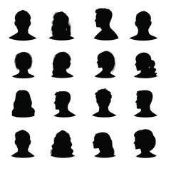 Silhouette Profile Icons of Diverse People in Grid Layout