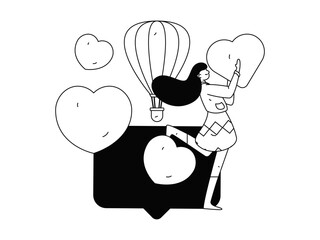 Happy Valentine's Day flat character vector concept business hand drawn illustration
