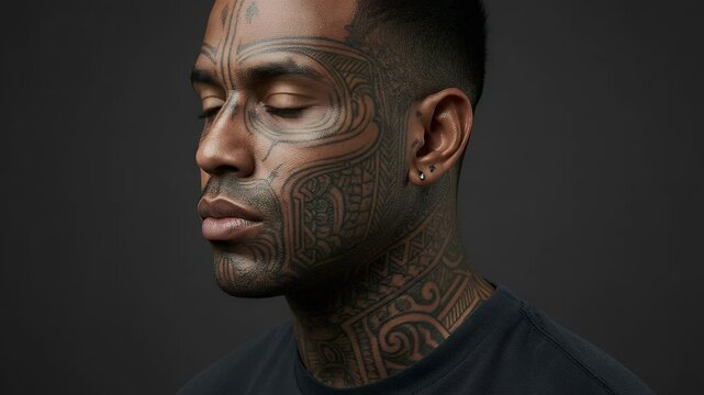 Intricate Polynesian Tattoo: A Portrait of Strength and Heritage