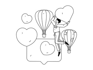 Happy Valentine's Day flat character vector concept business hand drawn illustration

