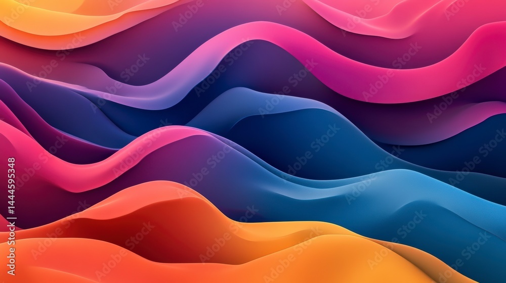 Poster Abstract colorful wavy background with vibrant gradients.