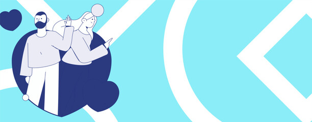 Happy Valentine's Day flat character vector concept business hand drawn illustration
