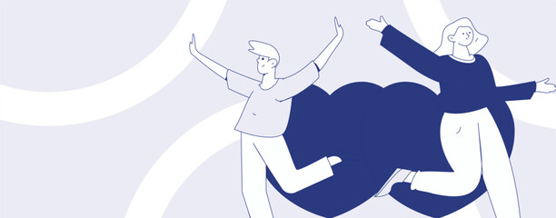 Happy Valentine's Day flat character vector concept business hand drawn illustration
