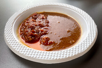 Sambal terasi mixed with peanut sauce	