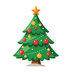 Fototapeta premium Christmas Tree Drawing with White Background