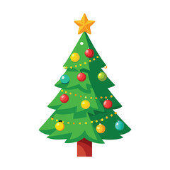 Fototapeta premium Christmas Tree Drawing with White Background