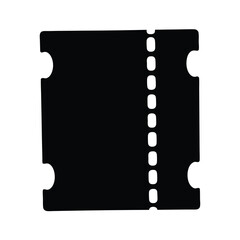 Black and white image of a film strip perforated ticket stub