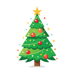 Fototapeta premium Christmas Tree Drawing with White Background