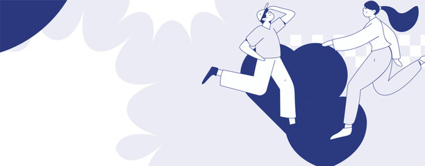 Happy Valentine's Day flat character vector concept business hand drawn illustration
