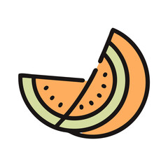  Fresh Sliced Cantaloupe Illustration