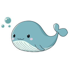 Obraz premium blue whale, marine life, vector, transparent background