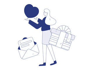 Happy Valentine's Day flat character vector concept business hand drawn illustration
