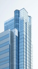Fototapeta premium A modern skyscraper with reflective glass windows showcasing contemporary design.
