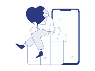 Happy Valentine's Day flat character vector concept business hand drawn illustration
