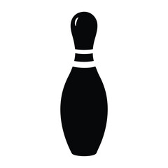 Classic Black and White Bowling Pin Icon Graphic Image Illustration