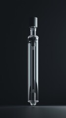 Fototapeta premium Elegant glass apparatus reflecting light against a dark background. Perfect for laboratory.