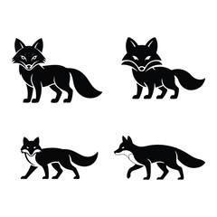 A silhouette of a fox vector on a white background