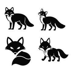 A silhouette of a fox vector on a white background