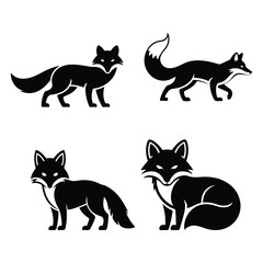 A silhouette of a fox vector on a white background