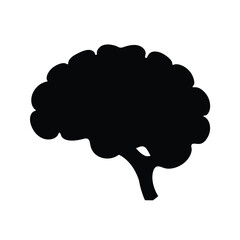 Black Silhouette of a Human Brain Icon Illustration Graphic Design