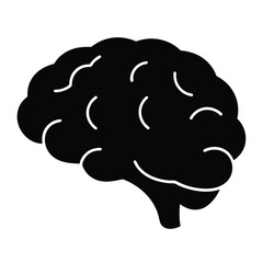 A Simple Black Silhouette of a Human Brain Showing its Complex Convolutions
