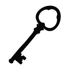 A Classic Black Silhouette of an Ornate Skeleton Key