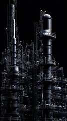 Obraz premium A captivating industrial structure showcasing intricate pipelines and towers.
