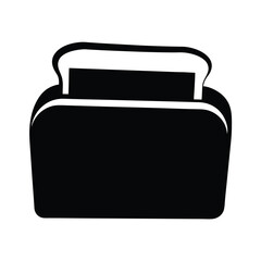 Black and white illustration of a simple toaster appliance for making breakfast food