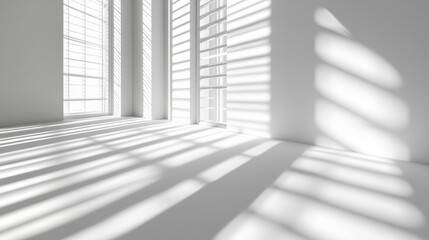 Obraz premium Close-up of modern white window blinds creating soft shadows