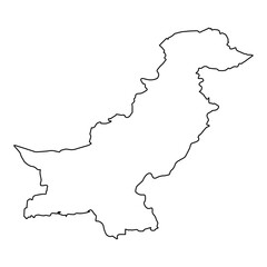 Fototapeta premium Pakistan Outline Map, National Borders for Geography and Travel